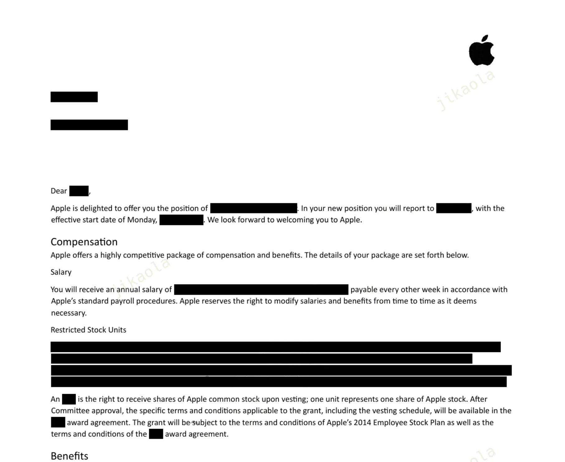 Apple录用通知截图